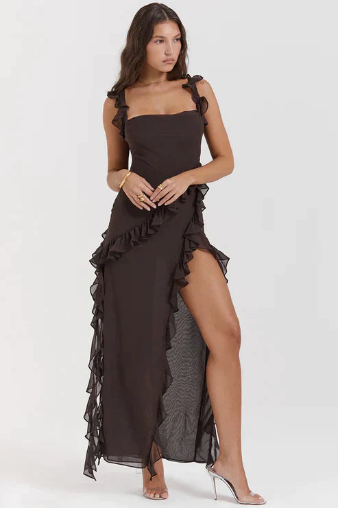 Ruffle Maxi Vestido