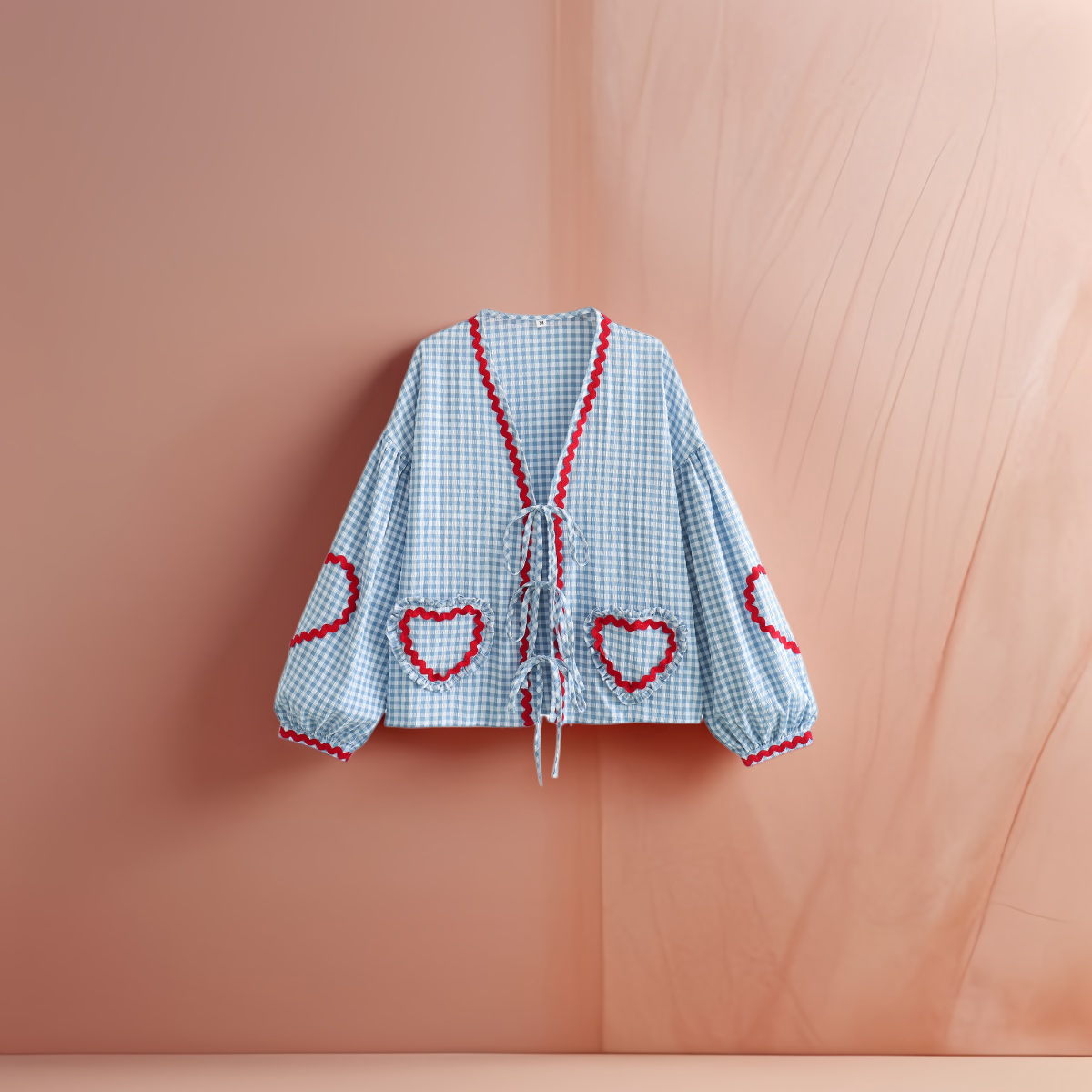 Blusa Corazón de Lino con Mangas Anchas y Lazos